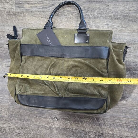 🐢 Rag & Bone New York Olive Green Suede Pilot Bag Large - Picture 15 of 17